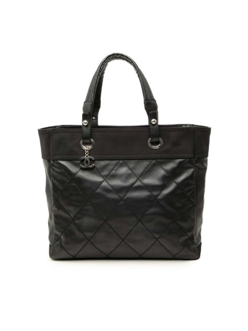 Chanel Paris Biarritz MM Tote Black Leather